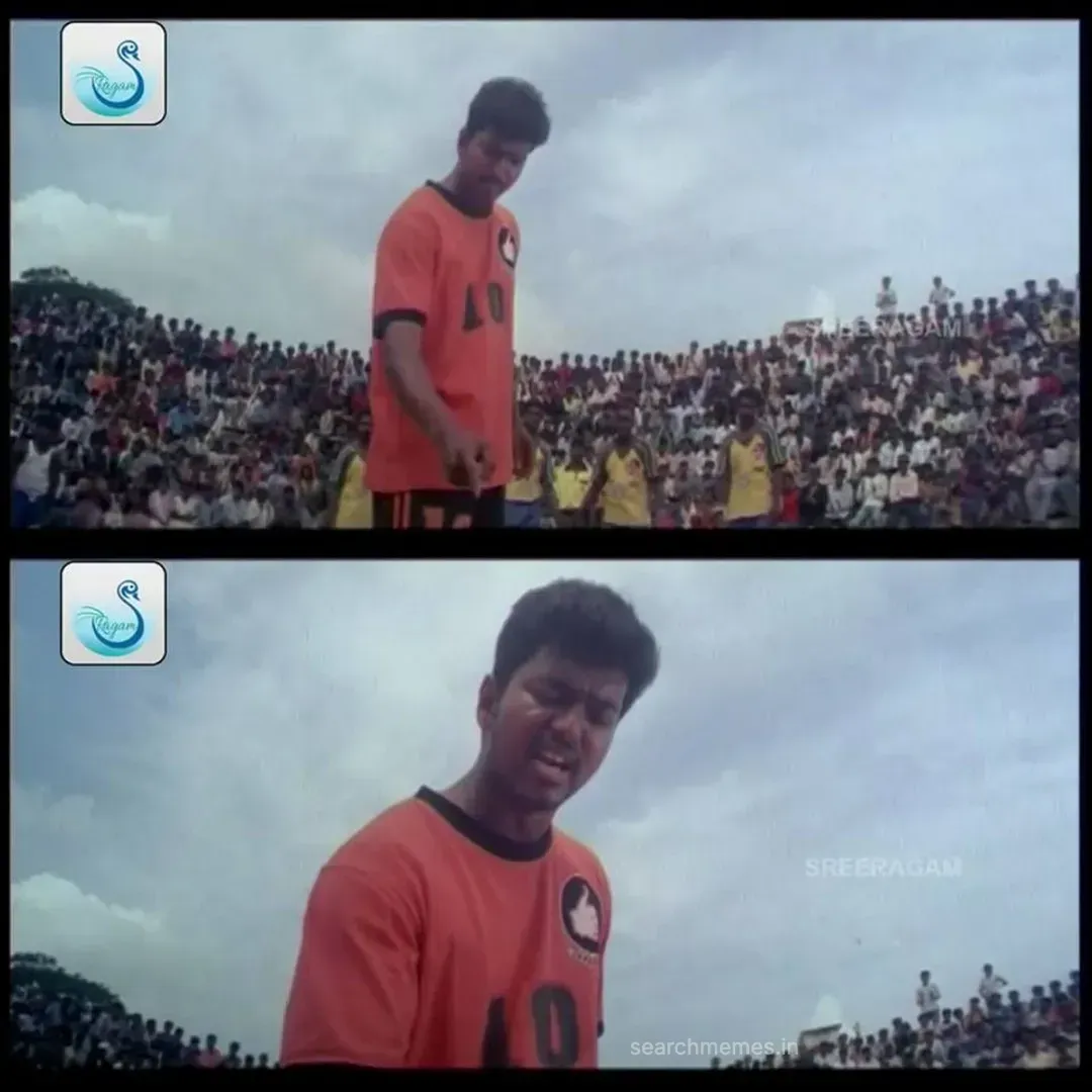 Vijay speaking earnestly with inspiring gestures to encourage a friend