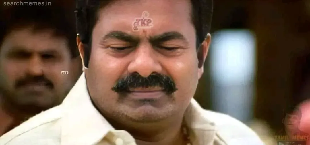 Face edit of Seeman looking down sheepishly with an embarrassed expression