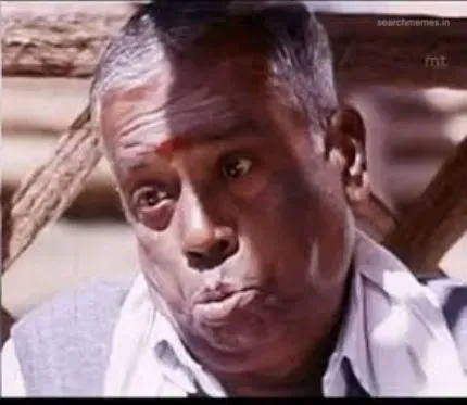 Pasi Narayanan staring with open mouth and wide eyes in sheer disbelief