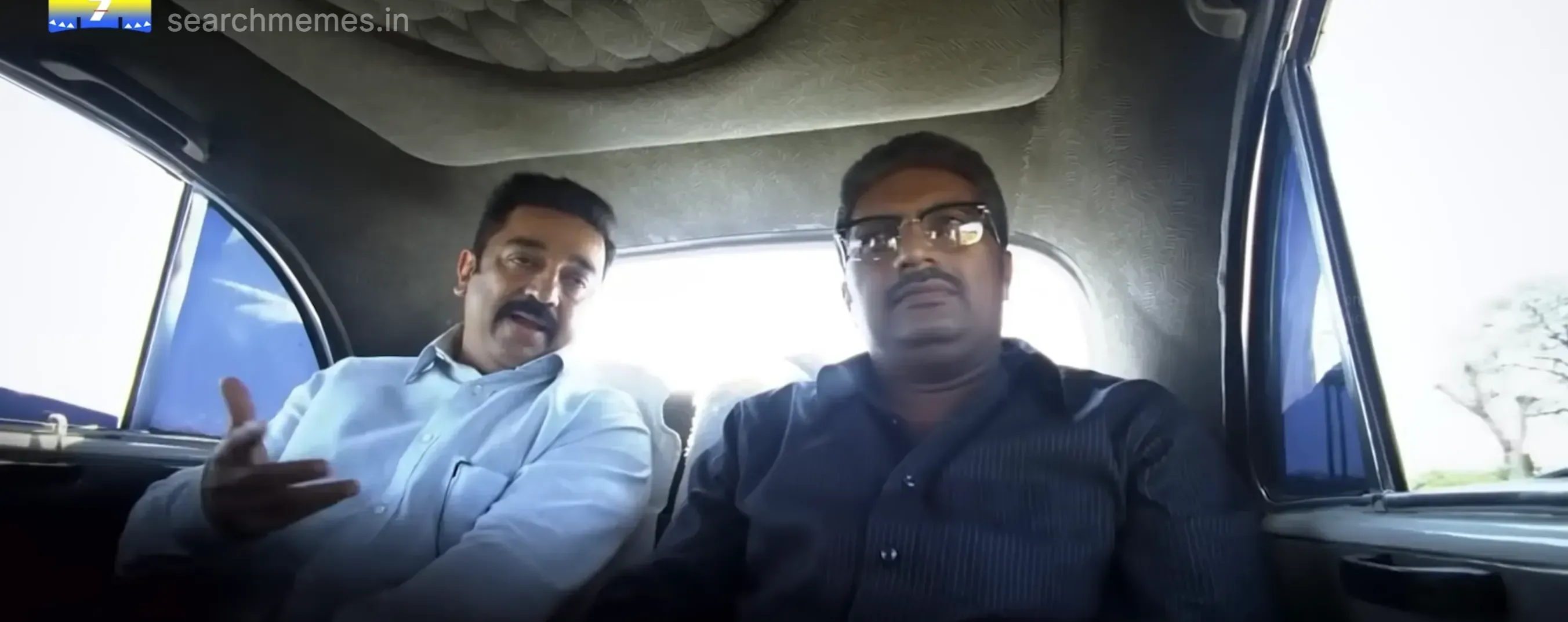 Kamal Haasan confronting Prakash Raj with serious questioning eyes