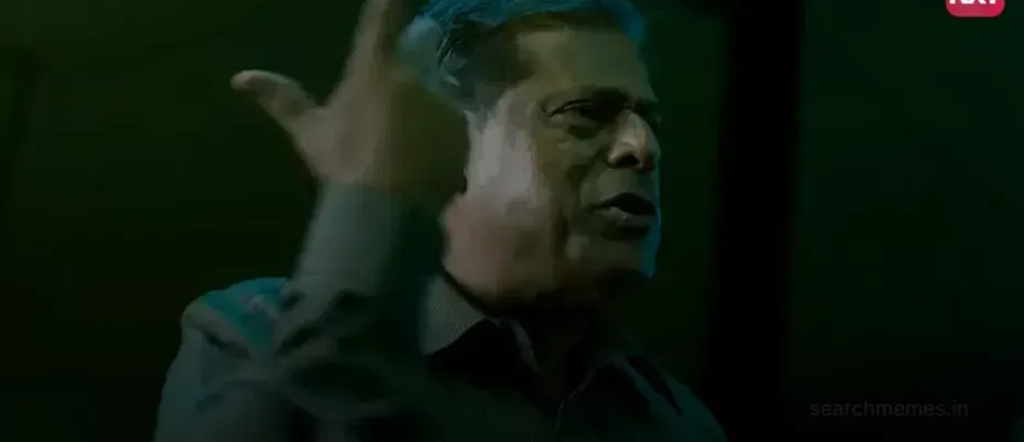 Delhi Ganesh pointing his finger up with an impressed expression in Ayan