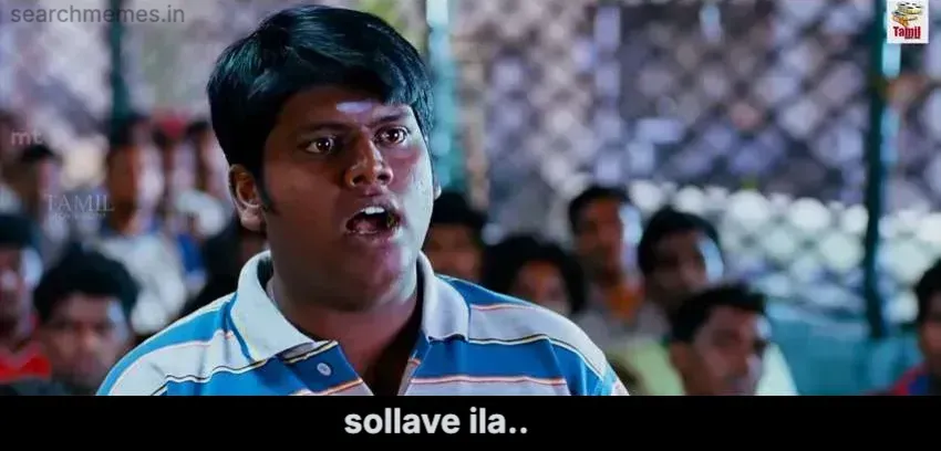 Santhanam and Arya staring with mouth agape in total shock and disbelief